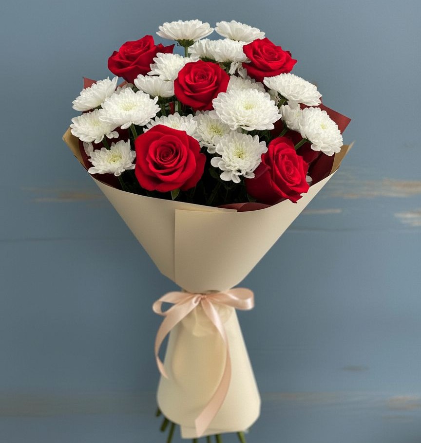 Букет цветов из: Розы и Хризантемы в Лабытнангах