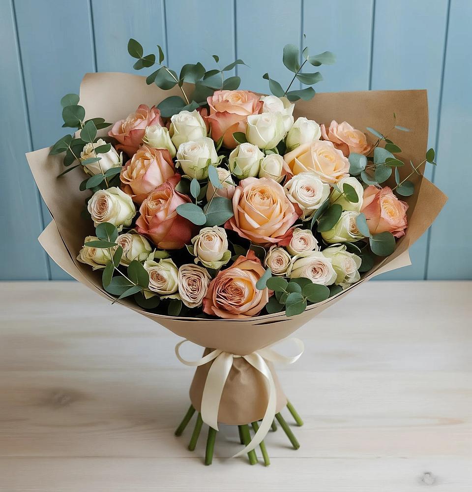 Букет цветов из: Альстромерии и Розы в Лабытнангах