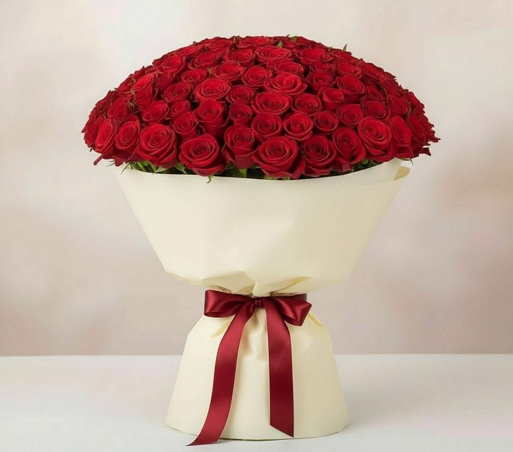 Букет 101 Красная роза Милано в Лабытнангах