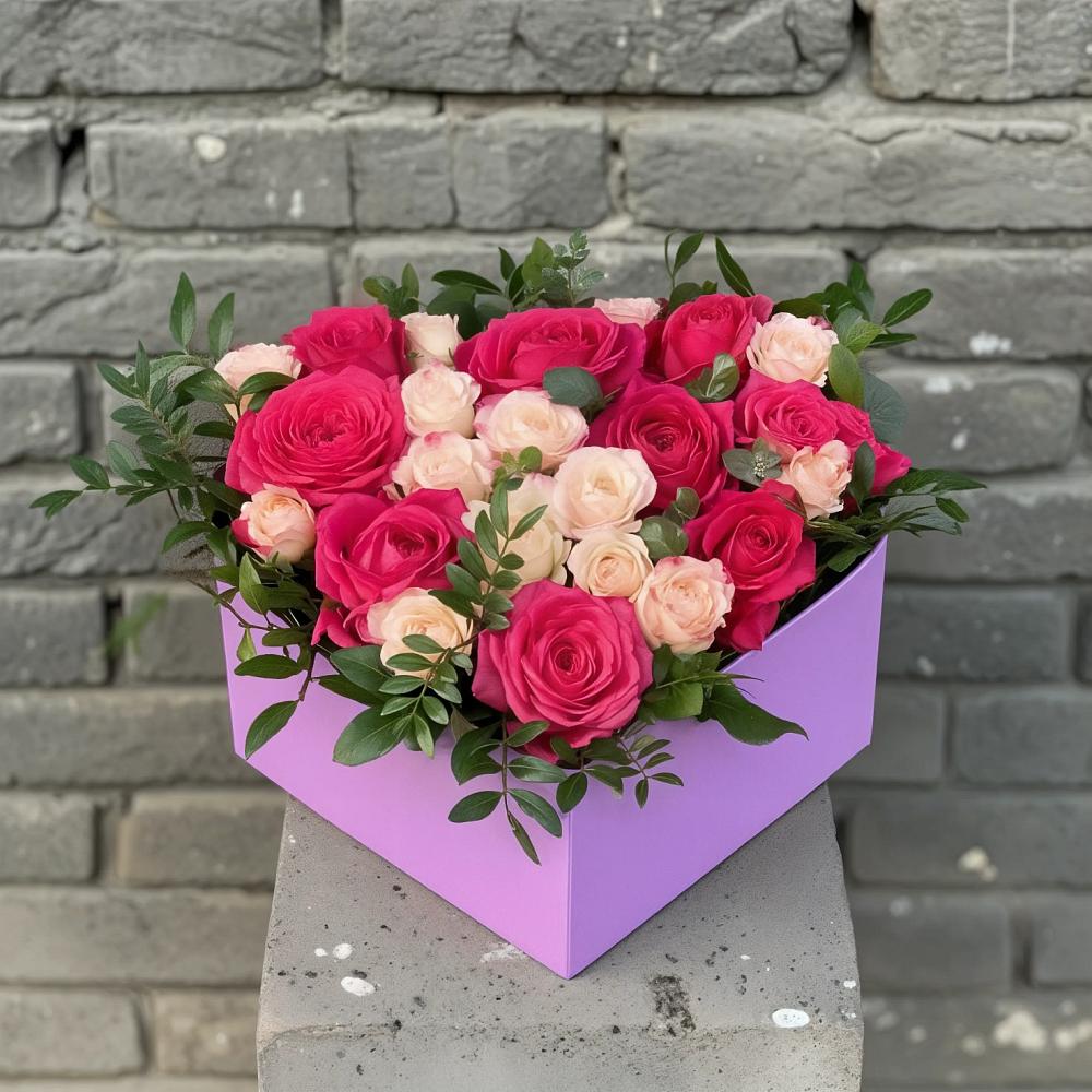 Цветочная композиция из Розы в коробке в Лабытнангах