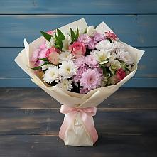 Букет цветов из:  Хризантемы, Альстромерии и Розы #REPLACE_PRED# Лабытнангах