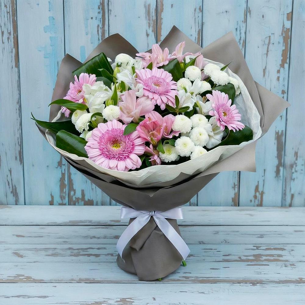 Букет цветов из: Герберы, Альстромерии и Хризантемы в Лабытнангах