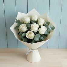 Букет Белые розы в Эвкалипте #REPLACE_PRED# Лабытнангах