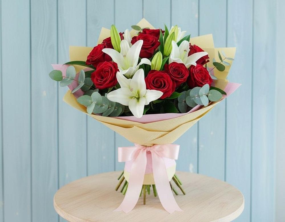 Букет цветов из: Лилии и Розы в Лабытнангах